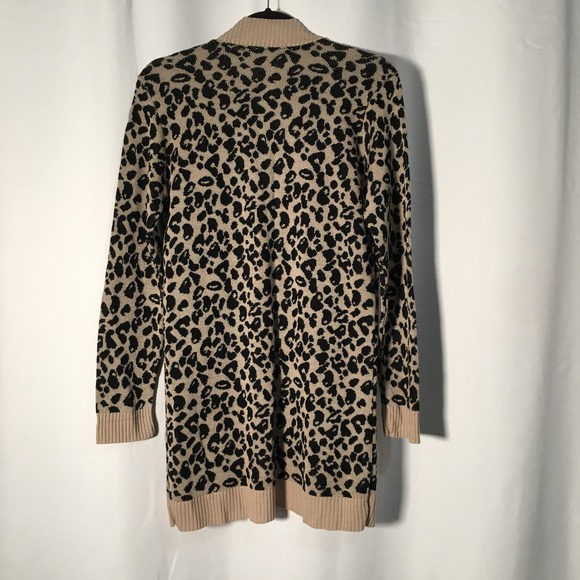 Nine West NWT Leopard Print Long Open Cardigan Sweater Size Small - Picture 3 of 4